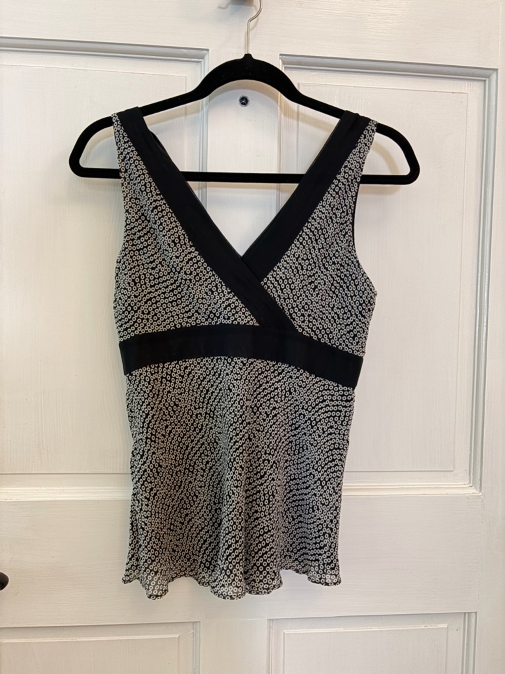 INC International Concepts Black and White Silk Sleeveless Top